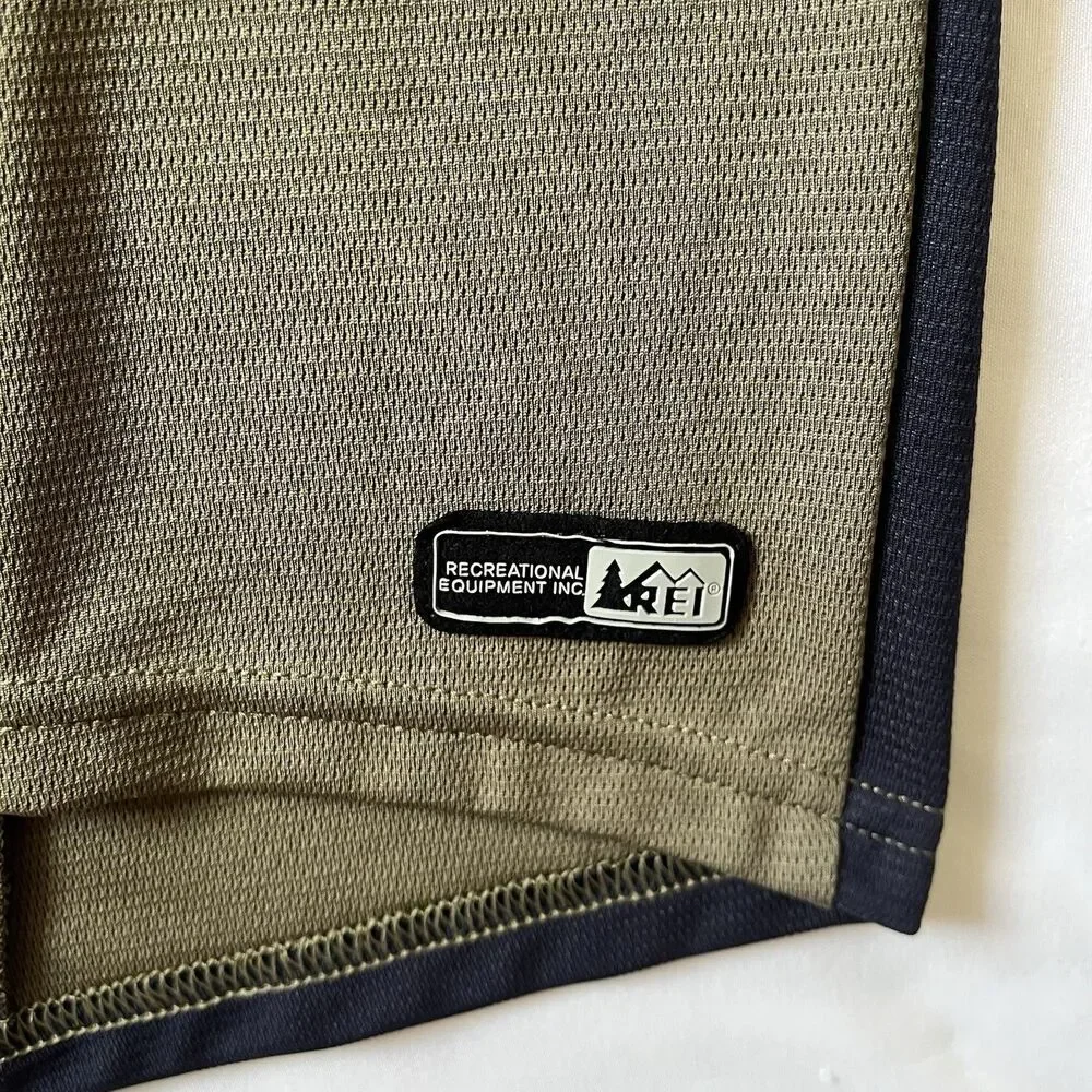 REI Co Op Cycling Jersey Men XL Short Sleeve Half Zip Back Zip Pocket Olive Blue